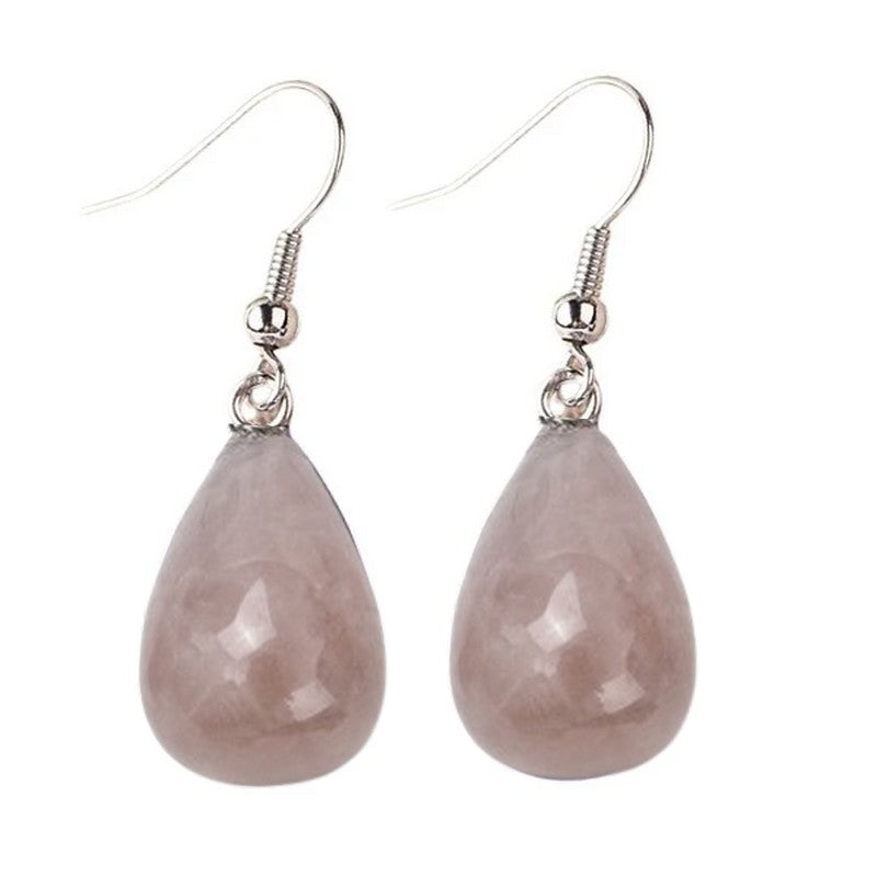 Boucles d'oreilles pierre naturelle goutte quartz rose