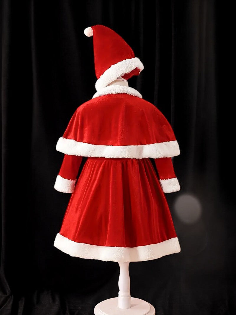 Robe de fête de Noël + Cape + Bonnet