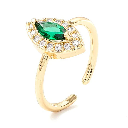 Bague femme réglable zirconium vert