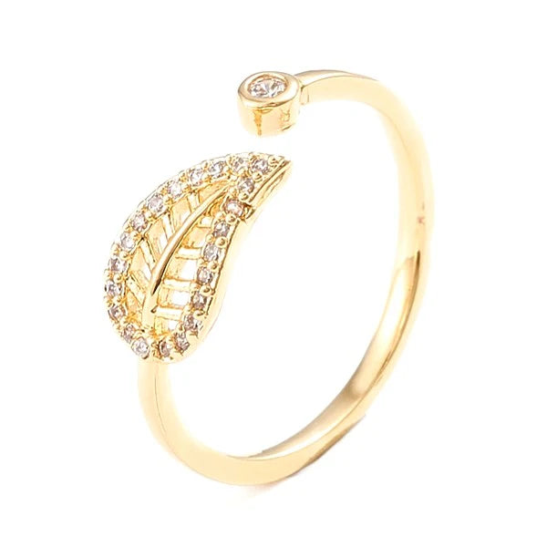 Bague femme réglable feuille