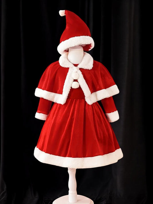 Robe de fête de Noël + Cape + Bonnet