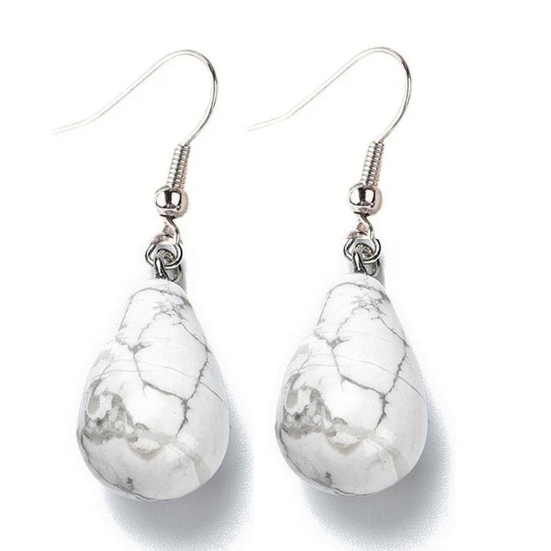 Boucles d'oreilles pierre naturelle goutte howlite