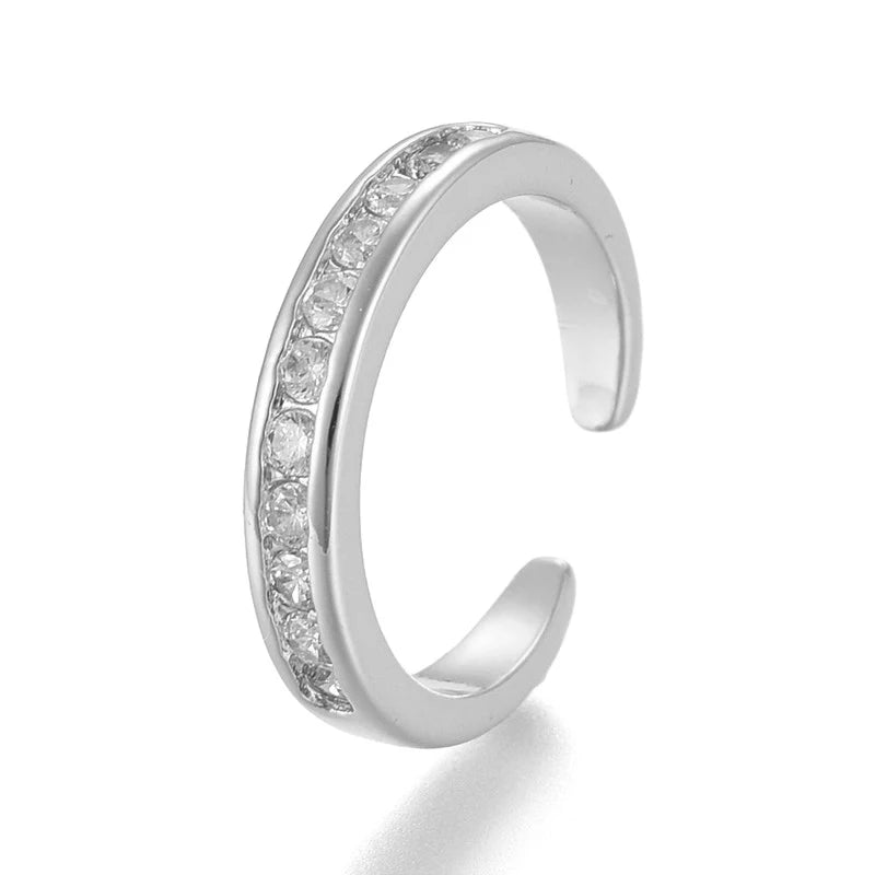 Bague de pied orteil femme réglable diamants CZ argenté