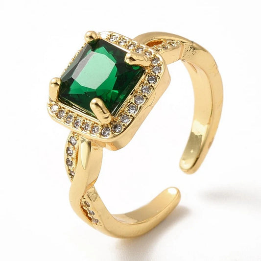 Bague femme réglable diamant CZ vert