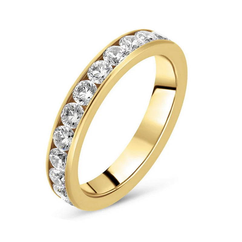 Bague acier inoxydable alliance or avec diamant CZ