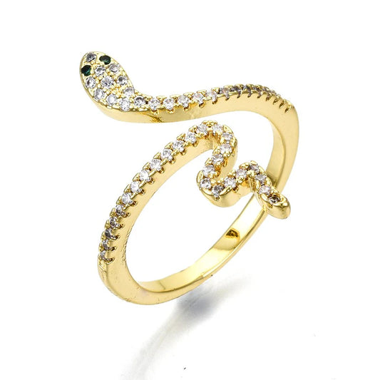 Bague femme réglable serpent diamants CZ