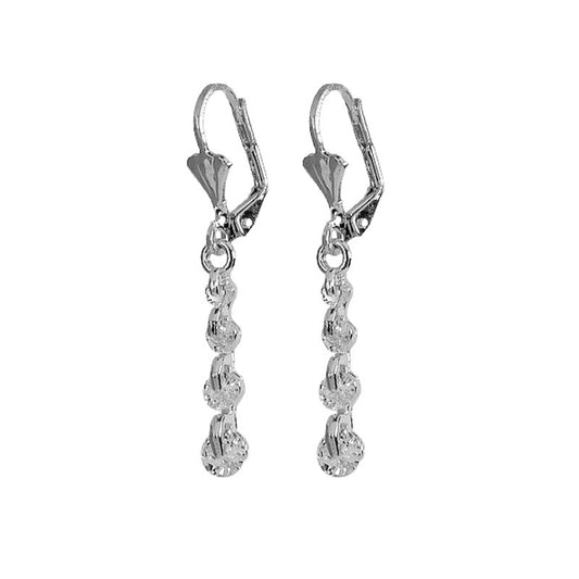 Boucles d'oreilles rhodiées lignée de zirconiums blanc